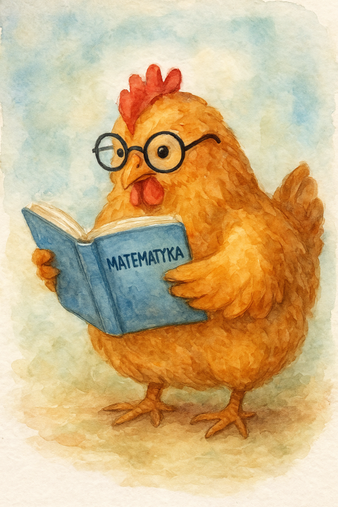 kura czytająca książkę