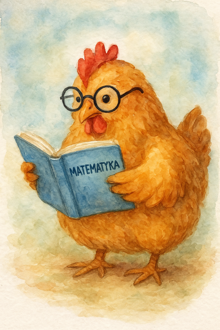 kura czytająca książkę